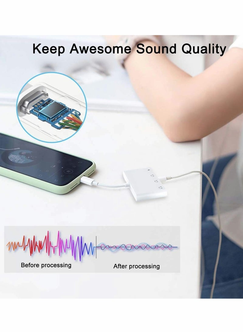 SYOSI 4-in-1 Headphone Jack Audio Charger Adapter and Splitter, iPhone Headphone Jack, Dual 3.5mm Headphone Jack, Charging Port for iPhone - Image 2