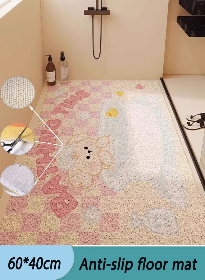 شو وو سجادة حمام مانعة للانزلاق بتصميم رسوم متحركة رائعة، غير قابلة للانزلاق، تصميم رسوم متحركة، وقت استحمام رائع، مقاومة للماء، متينة، ديكور حمام، آمنة، ملحق حمام لطيف - Image 1
