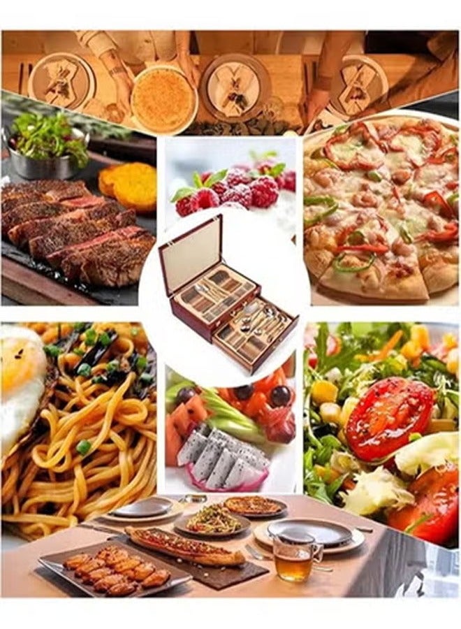 keke Luxury 72 Piece Gold Accent Cutlery Set with Drawer Organizer for Formal Dining and Events - Image 3