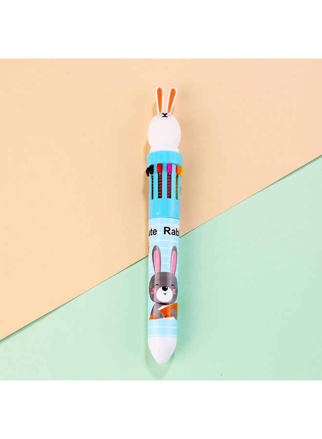 Autonomy Creative Stationery Ten Color Ballpoint Pen Cartoon Student Color Hand Account Pen Girl Heart Multi-color Press Ballpoint Pen - Image 1