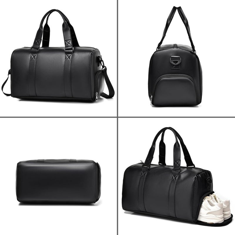 Sports gym bag for men and women: lightweight 35L black duffel with shoes compartment, ideal for travel, weekend trips, overnight stays, and carry-on use - Image 3