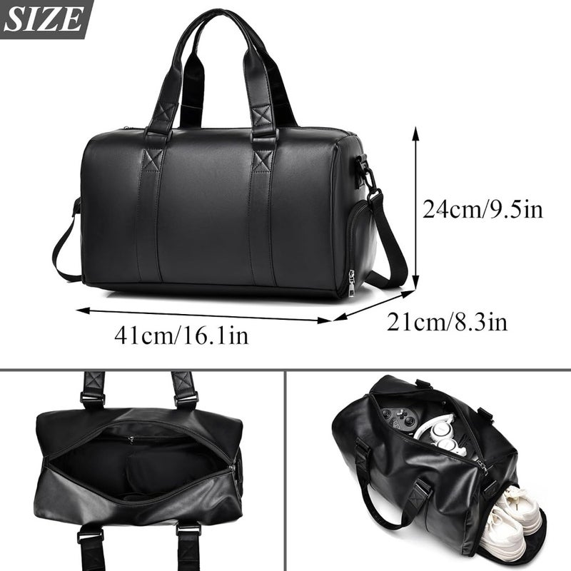 Sports gym bag for men and women: lightweight 35L black duffel with shoes compartment, ideal for travel, weekend trips, overnight stays, and carry-on use - Image 2