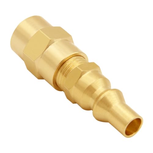 Uenede Solid Brass 1/4"NPT Male Threaded RV Propane Quick Connect + 1/4"NPT Female Threaded Hex Nipple Pipe Coupling Connector Kit - Image 1