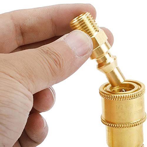 Uenede Solid Brass 1/4"NPT Male Threaded RV Propane Quick Connect + 1/4"NPT Female Threaded Hex Nipple Pipe Coupling Connector Kit - Image 5