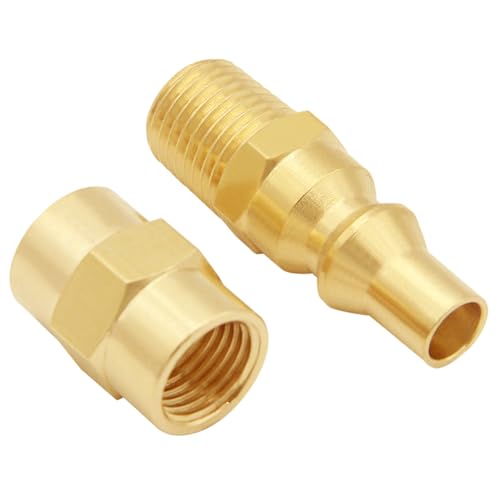 Uenede Solid Brass 1/4"NPT Male Threaded RV Propane Quick Connect + 1/4"NPT Female Threaded Hex Nipple Pipe Coupling Connector Kit - Image 4