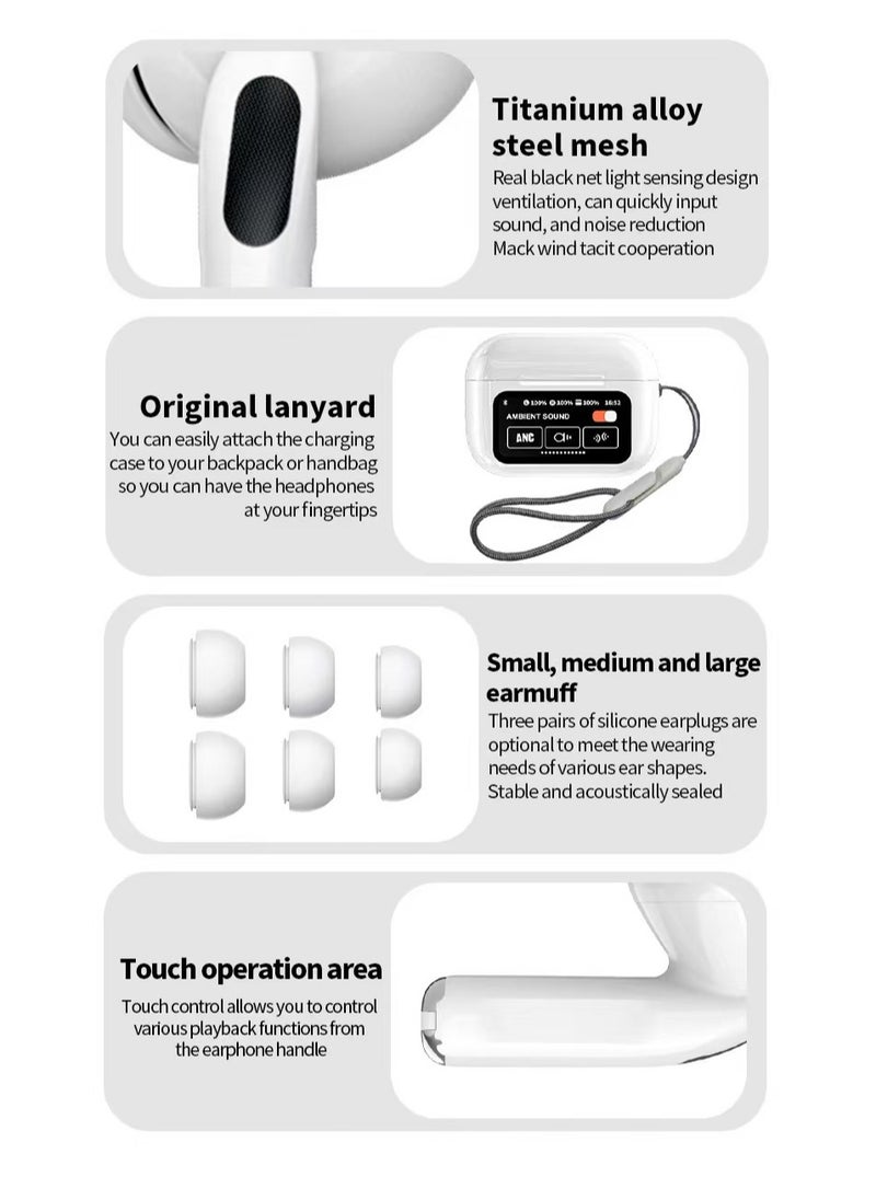 Neutral - A9Pro Microphone In Ear True Wireless Bluetooth 5.4 Earphones Low Latency Fast Charging IPX3 Waterproof Earphones with White Charging Box - Image 1