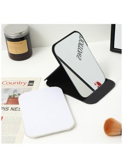 Hihonor Folding Tabletop Mirror, Portable Travel Folding Mirror, PU Leather Makeup Mirror, Free Standing Vanity Mirrors, Desktop Vanity Mirror, for Office Desk,Vanity Table, Travel, Camping, White (6x8 Inches)  - Image 2