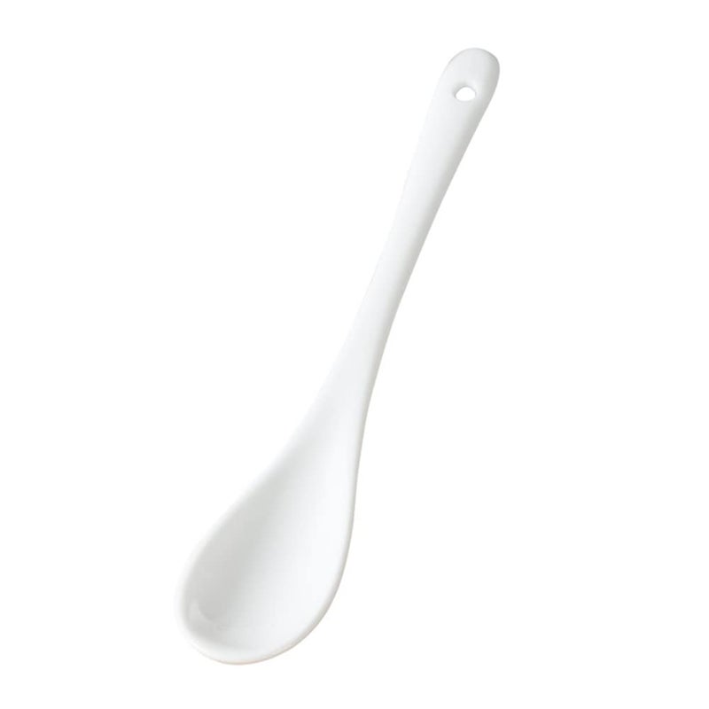 AKOAK 5 Inches White Ceramic Spoon for CoffeeTeaYogurtIcecreamAppetizers and Desserts