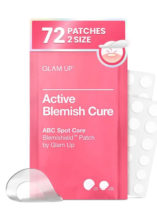 Glam Up - Hydrocolloid Blemish Pimple Zit Patches - Invisible Ultra Thin Spot Cover Stickers for Face and Skin, Strong Water-proof and Adhesive Overnight Thin & Invisible (72 Count / 2 Sizes) - Image 1