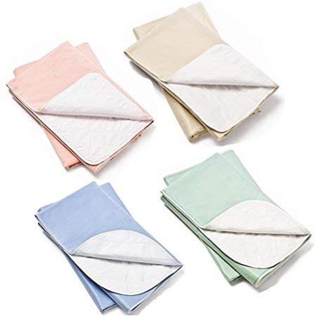 4 Pack Washable Bed PadsReusable Incontinence Underpads 18x24  Blue Green Tan and Pink  Ideal for Children and Adults Wholesale Incontinence Protection  Cloth Chucks Bed Pads Washable