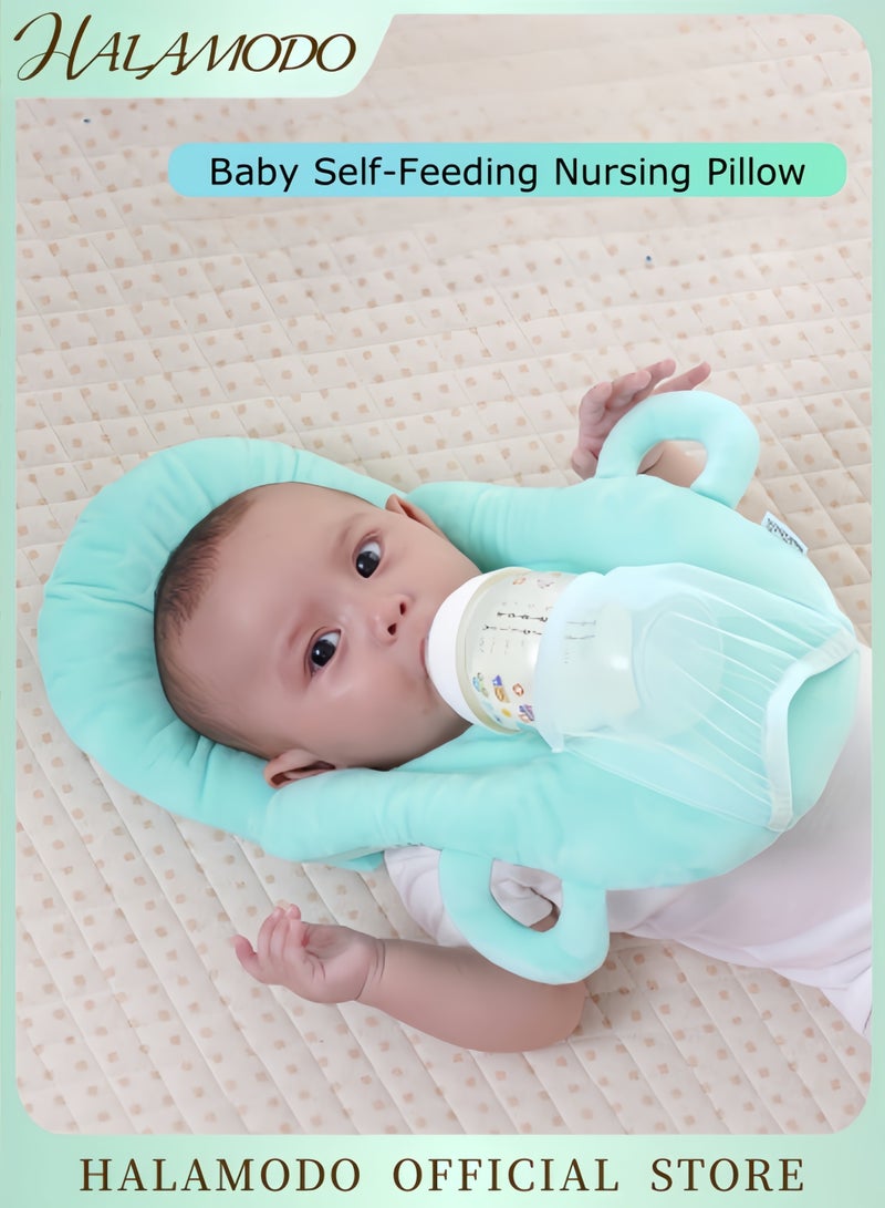 هالامودو وسادة رضاعة ذاتية التغذية قابلة للفصل مع جيب للزجاجة، وسائد دعم تغذية قابلة للتعديل، وسادة دعم متعددة الوظائف للطفل - Image 1