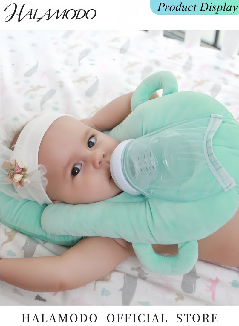 هالامودو وسادة رضاعة ذاتية التغذية قابلة للفصل مع جيب للزجاجة، وسائد دعم تغذية قابلة للتعديل، وسادة دعم متعددة الوظائف للطفل - Image 3