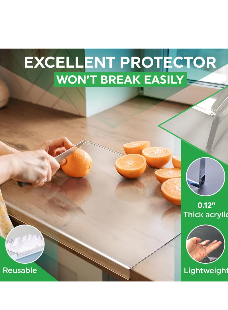 XiuWoo Acrylic Cutting Board with Counter Lip, Clear Cutting Board for Countertop, Clear Countertop Cutting Board with Lip, Counter Protectors for Kitchen - Image 3