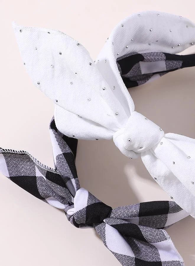 Take Two  Pack of 2 - Girls Checked and Embellished Headbands for Women | Best Price UAE
