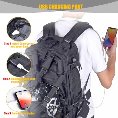 Sresk Large Capacity Motorcycle Backpacks for Men, Hiking Backpacks with USB Charging Port Motorcycle Helmet Backpack Cycling Backpack - Image 4