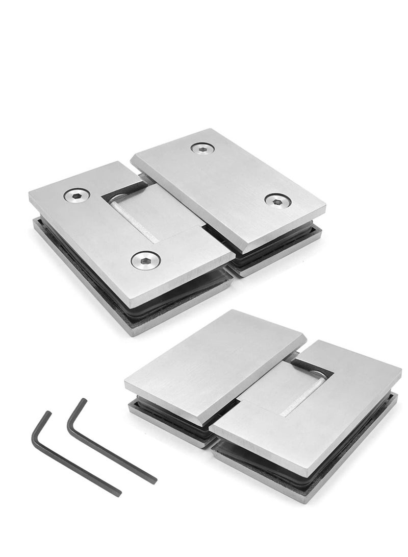 RACO RACO Heavy Duty 180° Glass Door Hinge Cupboard Showcase Cabinet Clamp Glass Shower Doors Hinge, Chrome Plated Finish Glass To Glass Mount Hinge Pack Of 2  - Image 1