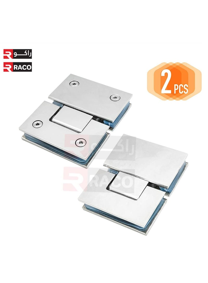 RACO RACO Heavy Duty 180° Glass Door Hinge Cupboard Showcase Cabinet Clamp Glass Shower Doors Hinge, Chrome Plated Finish Glass To Glass Mount Hinge Pack Of 2  - Image 2