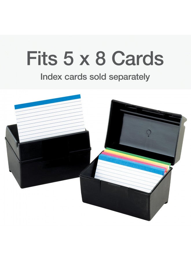 Oxford Plastic Index Card Box, 5 x 8 Inches, 500 Card Capacity, Black (01581)