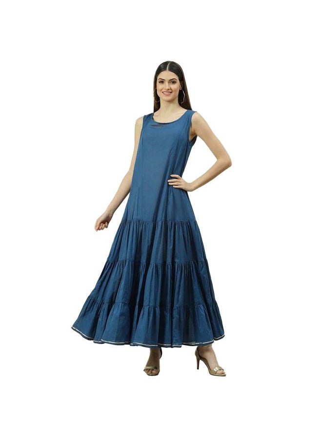 Biba - BIBA Women's Printed Mix and Match(Festive 1588_Navy_38, Long, Dress) - Image 1
