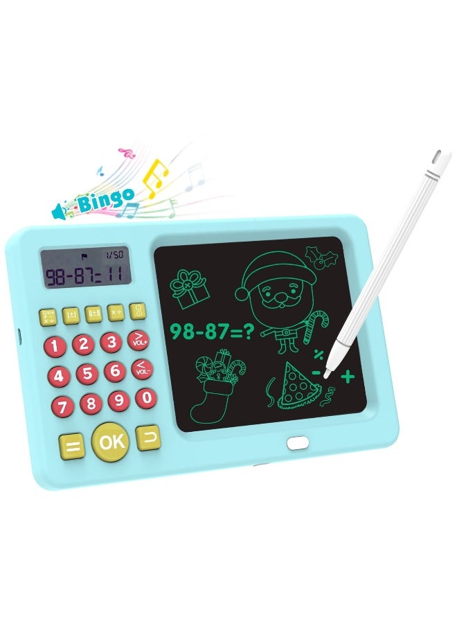 SYOSI LCD Writing Tablet Toy for Kids Math Games for Kids 6 7 8, Electronic Math Games Toys for Learning Math, Birthday Gifts for Boys Girls Blue - Image 1