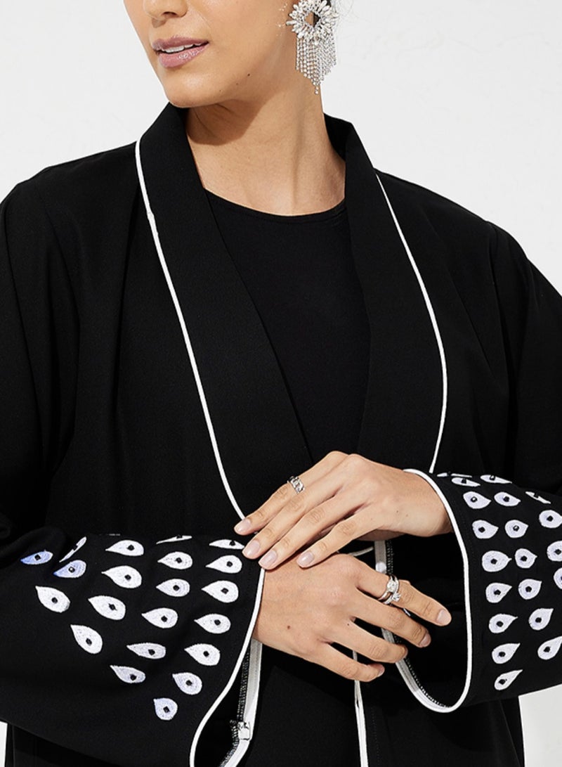 روزيت عباية عباية ندى مطرزة بأحجار سوداء - Image 2