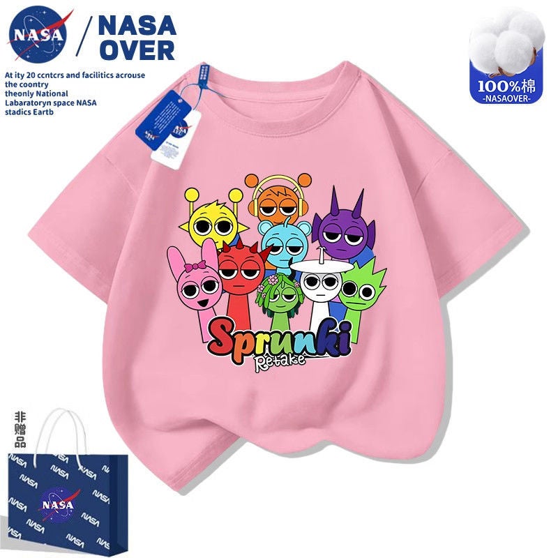 Nasa Rhythm Box Sprunki Children Round Neck Short Sleeve Cotton Cartoon Top For Boys And Girls - Image 3