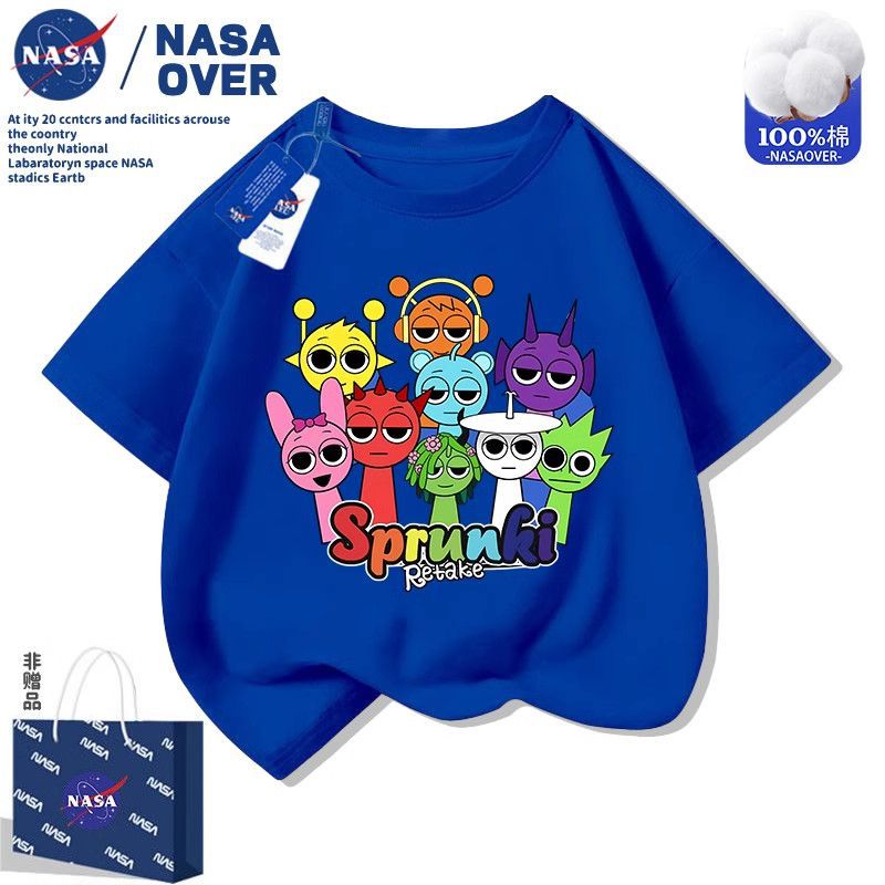 Nasa Rhythm Box Sprunki Children Round Neck Short Sleeve Cotton Cartoon Top For Boys And Girls - Image 4