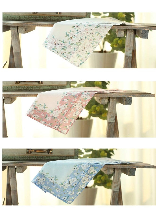 MemoryHanky Ladies Handkerchiefs Large Cherry Blossom Print Hankies 17" Square, 002-3pcs, One Size - Image 3