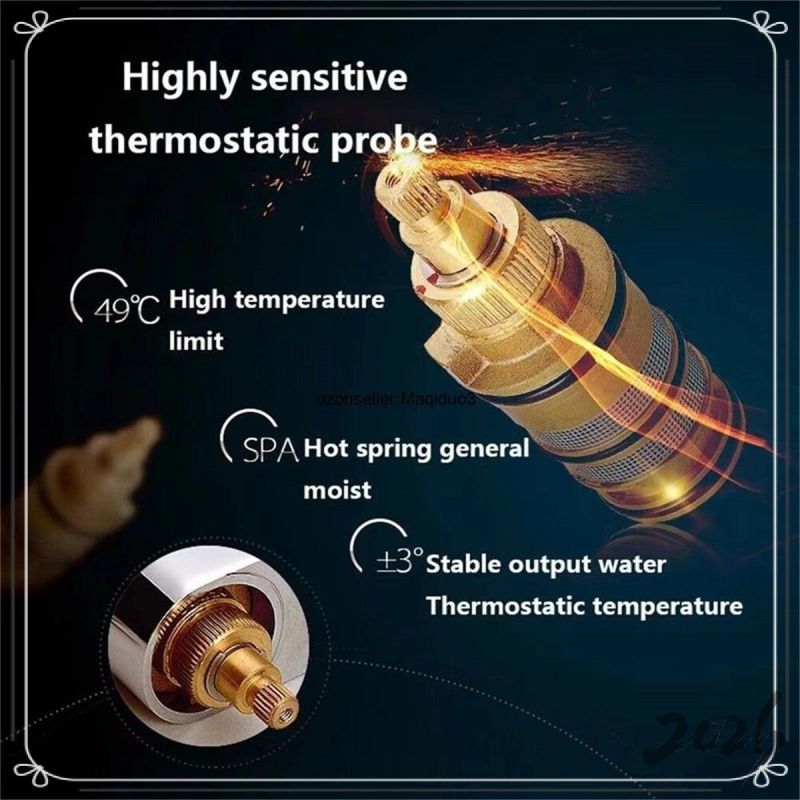 All-Copper Thermostatic Valve Core Hot Cold Water Mixing Valve - Durable Household Temperature Control Faucet Accessory for Mixed Water Valve Systems - Image 2