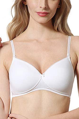 Van Heusen Women Bra - Cotton Easy Set Lycra - Anti Bacterial, Wireless, Padded, Full Coverage, Breathable, White, 34B - Image 1