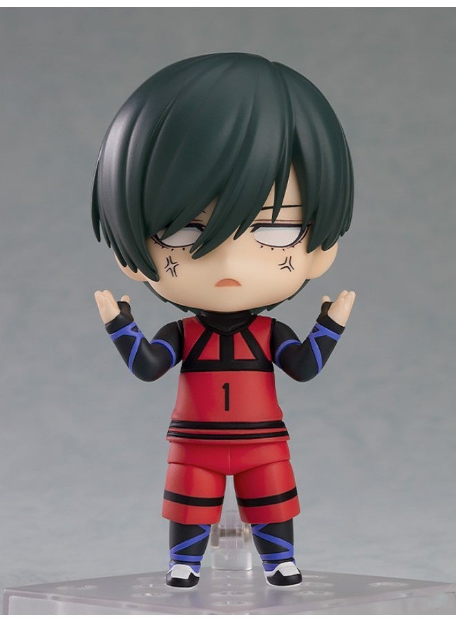Halamodo Blue Lock 10 cm Articulated Chibi Rin Itoshi Anime Figure， Adorable Desk Ornament and Stylish Birthday Gift - Image 2