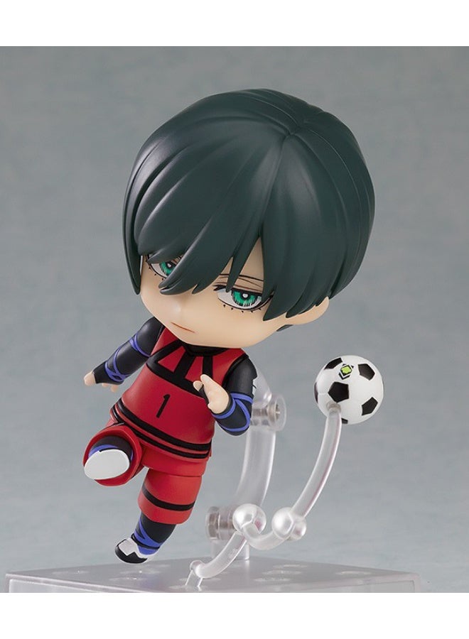 Halamodo Blue Lock 10 cm Articulated Chibi Rin Itoshi Anime Figure， Adorable Desk Ornament and Stylish Birthday Gift - Image 4