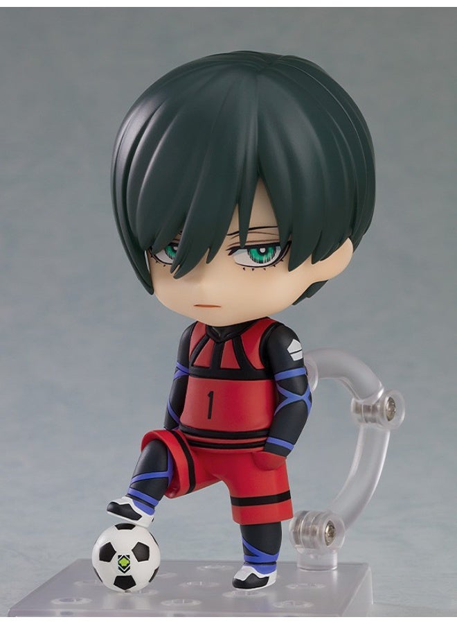 Halamodo Blue Lock 10 cm Articulated Chibi Rin Itoshi Anime Figure， Adorable Desk Ornament and Stylish Birthday Gift - Image 5