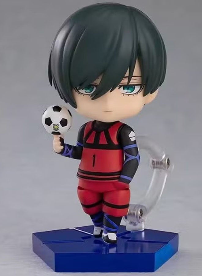 Halamodo Blue Lock 10 cm Articulated Chibi Rin Itoshi Anime Figure， Adorable Desk Ornament and Stylish Birthday Gift - Image 1