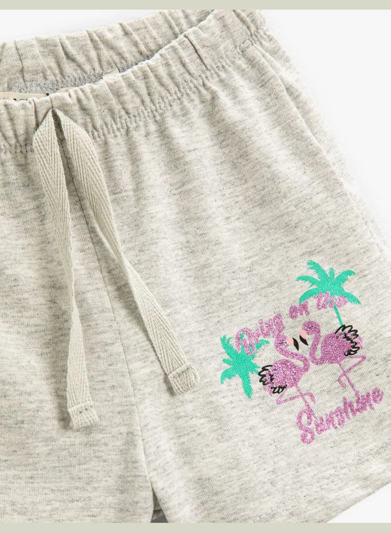 كوتون Flamingo Printed Shorts Cotton Drawstring