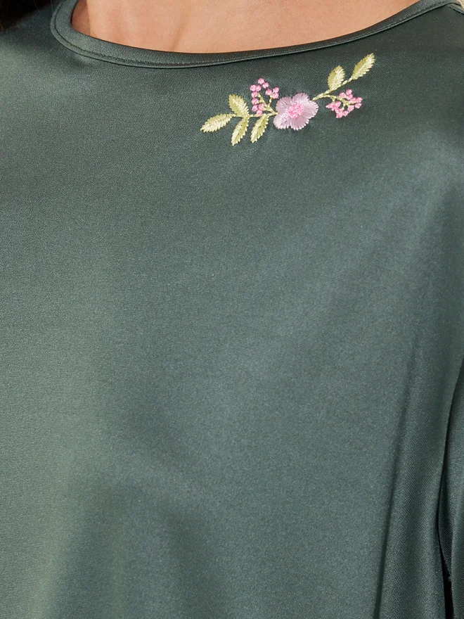 Take Two Take Two  Embroidered Round Neck T-Shirt