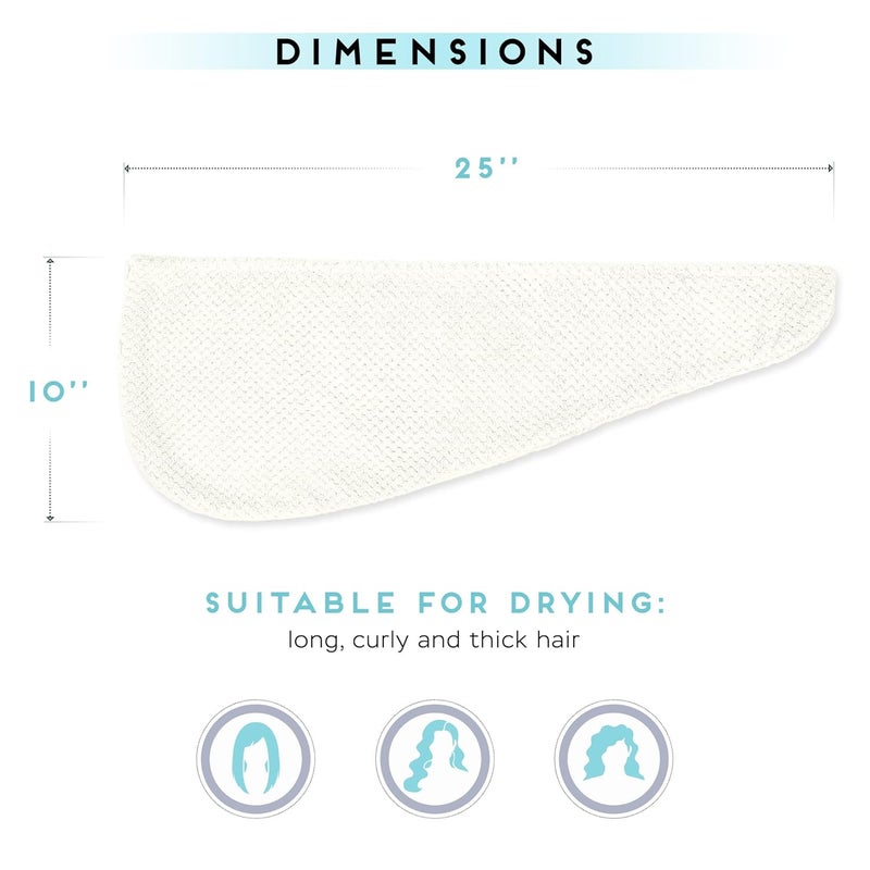 SimpleField 2 Pack Microfiber Hair Towel Wrap for Women, Anti Frizz Quick Drying Hair Turban for All Hair Style, Absorbent and Lightweight (Ivory) - Image 4