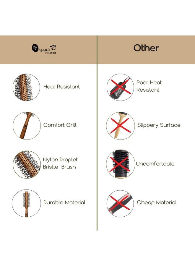 Organic B Wooden Round Hair Brush | Unisex | Adds Curls, Volume & Waves | For Blowout, Straightening & Styling | Scalp Massage & Quick Drying - Image 5