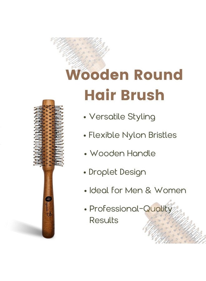 Organic B Wooden Round Hair Brush | Unisex | Adds Curls, Volume & Waves | For Blowout, Straightening & Styling | Scalp Massage & Quick Drying - Image 4