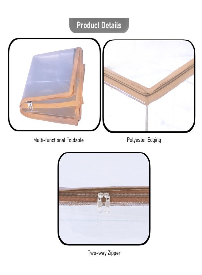 ABBASI Saree Cover Storage Bag Big for Clothes with Zip Organizer for Wardrobe, transparent Large Design Boxes (Orange, Pack of 2) - Image 3