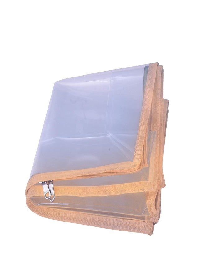 ABBASI Saree Cover Storage Bag Big for Clothes with Zip Organizer for Wardrobe, transparent Large Design Boxes (Orange, Pack of 2) - Image 4