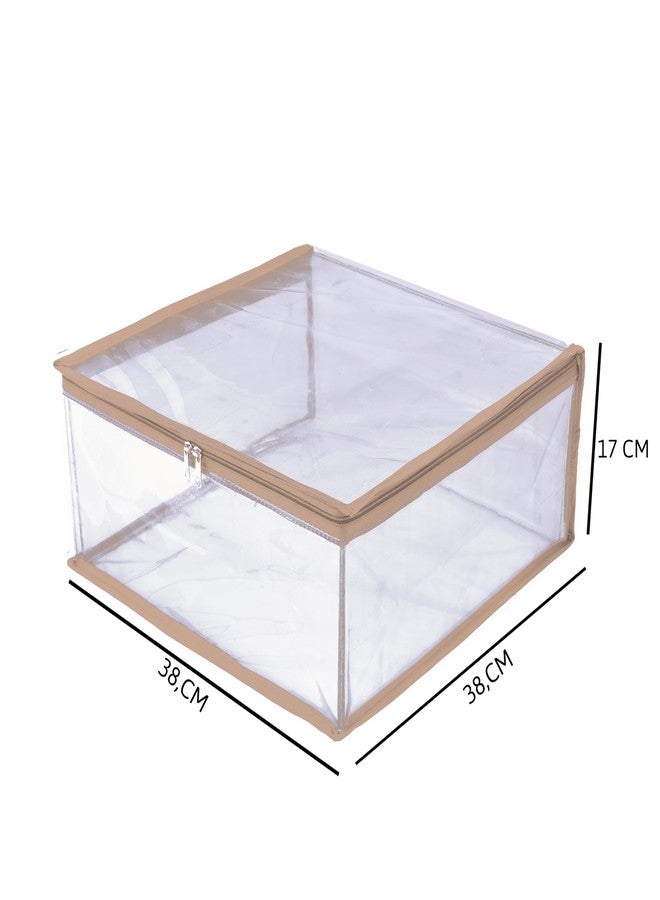 ABBASI Saree Cover Storage Bag Big for Clothes with Zip Organizer for Wardrobe, transparent Large Design Boxes (Orange, Pack of 2) - Image 2