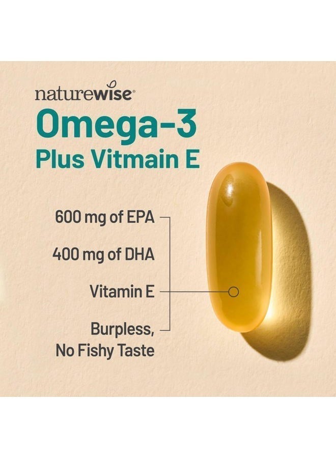 NatureWise Extra-Strength Omega 3 Fish Oil Supplement - 1000mg per Serving - 600 EPA & 400 DHA and Vitamin E - Support for Heart & Brain Health - Lemon Flavor, GMO-Free - 180 Softgels[3-Month Supply] - Image 3