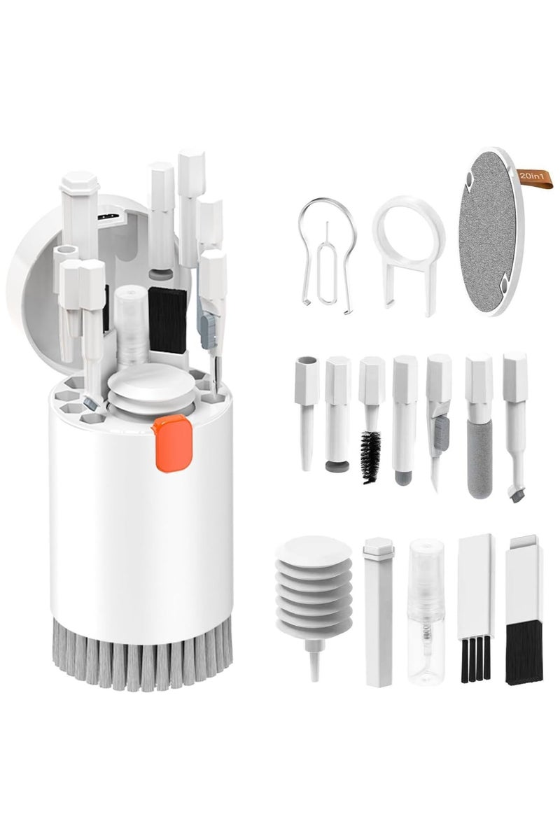 نيفيو عدة تنظيف إلكترونية 20 في 1 – متعددة الاستخدامات لتنظيف اللابتوب، لوحة المفاتيح، الشاشة، السماعات، الكاميرا، والهاتف (أبيض) - Image 1