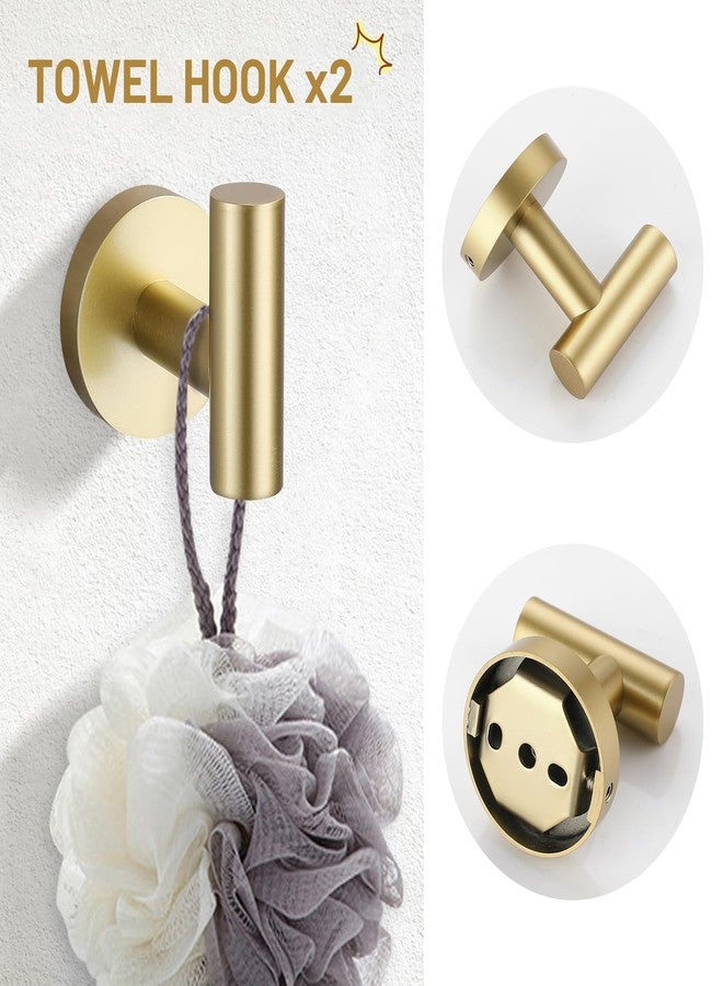 TURS Brushed Gold 5 Piece Bathroom Hardware Set, SUS304 Stainless Steel Bath Towel Bar Set, 24 Inch Round Bathroom Accessories Kit Wall Mounted - Image 5