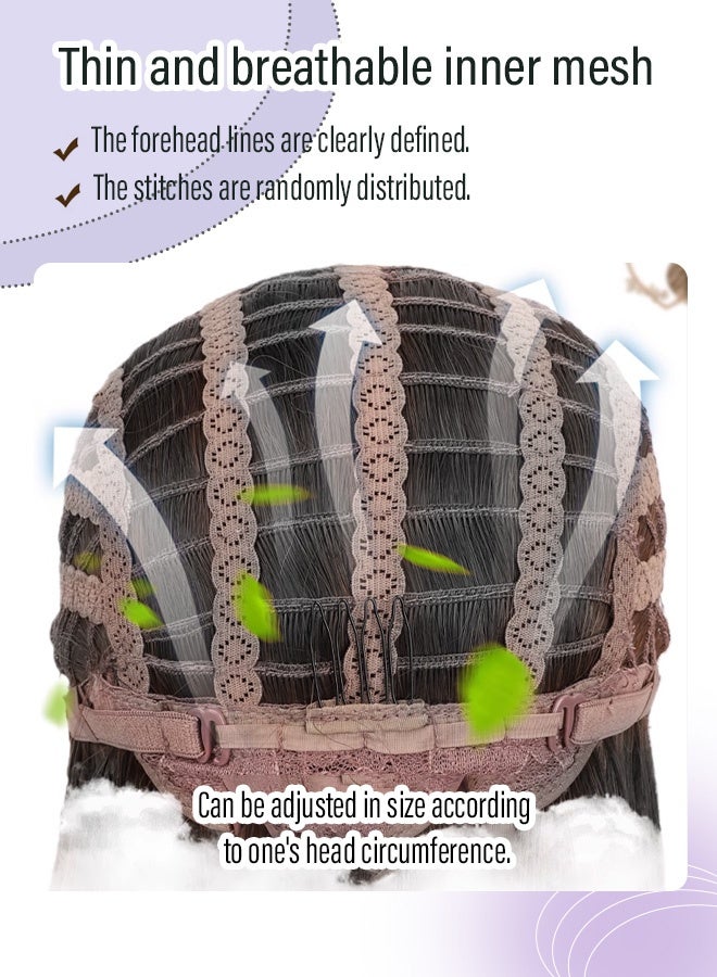 Black Long Wavy Wig for Women Natural Water Wave Middle Part Heat Resistant Synthetic Fiber Wig Curly Hair for Daily Dating Family Gathering Party Comfortable and natural design （68cm） - Image 5