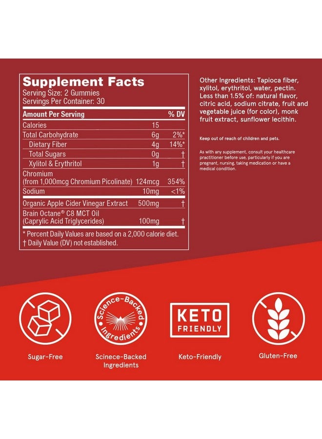 بوليت بروف حلوى جيلاتينية خالية من السكر بنكهة خل التفاح المقاوم للرصاص، 60 قطعة، مكمل غذائي كيتو لعلاج الرغبة الشديدة في تناول الطعام، يدعم عملية الأيض - Image 2