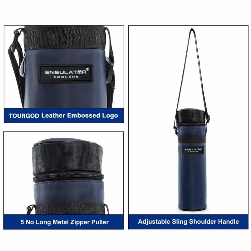 ENSULATOR Premium Insulated 1 LTR Water Bottle Cover | Polyester, Pack 2 (Blue) - Image 4