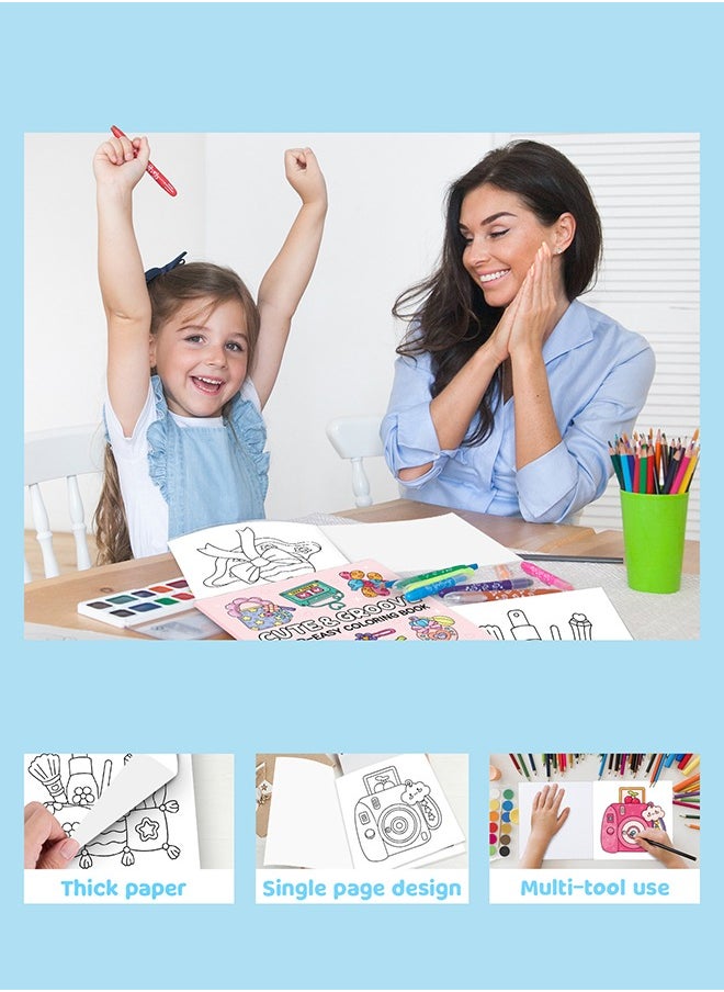 40 Pages Children's Doodle Book, for Coloring and Drawing, Movable and Reusable, Wall Stickable, Thick Paper for Art Fill-In, Perfect for School, Students, Stationery, and Learning Supplies