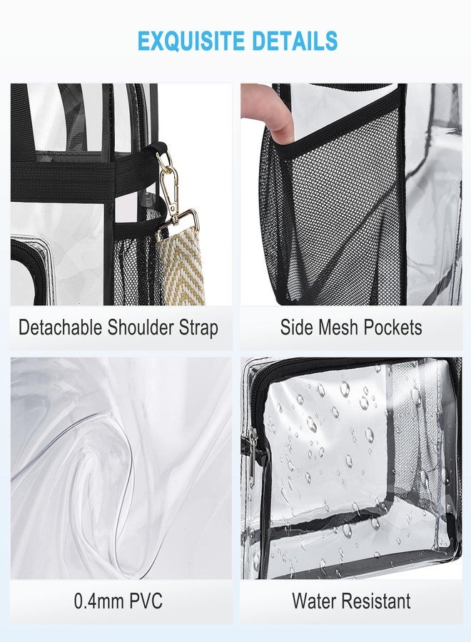 Bagenius Clear Tote Bag Stadium Approved, 12x6x12 Game Day Clear Satchel Bag with Shoulder Strap for Concert Work and Sports, Wheat-Strap - Image 5